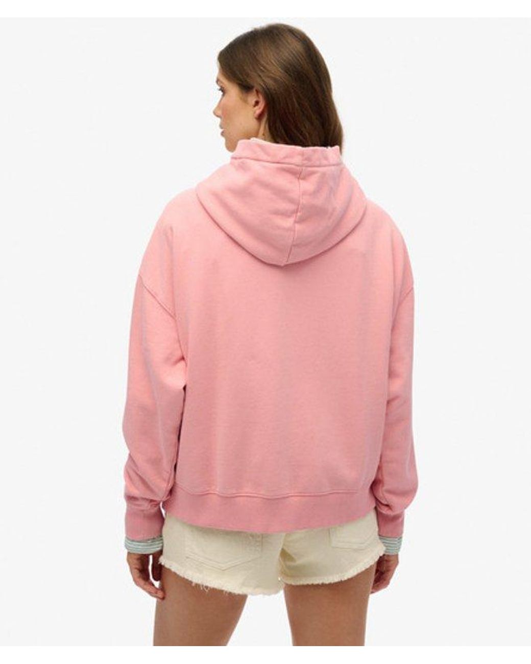 Superdry Pink & Co Vintage Logo Rhinestone Hoodie