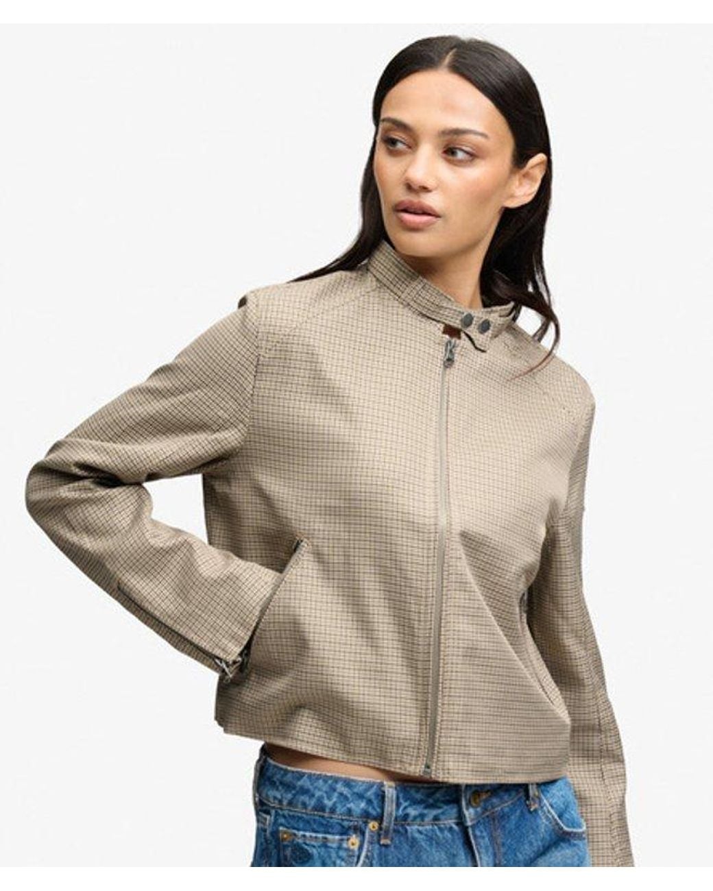 Superdry Brown & Co Moto Check Jacket