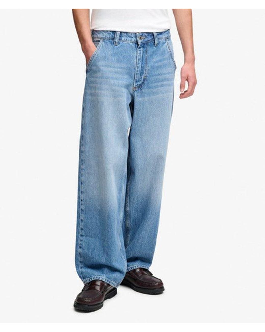 Superdry Blue & Co Oversized Rigid Washed Jeans for men