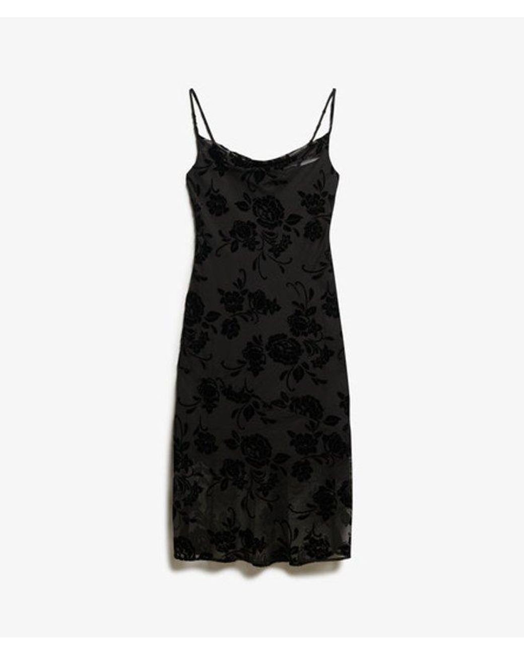 Superdry Black & Co Devore Cowl Neck Midi Slip Dress