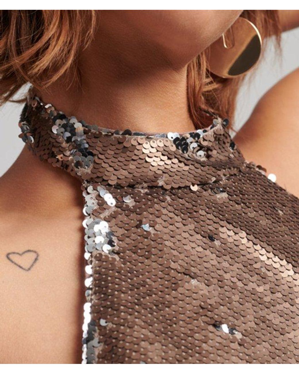 Superdry Brown & Co Sparkly Halter Mini Dress