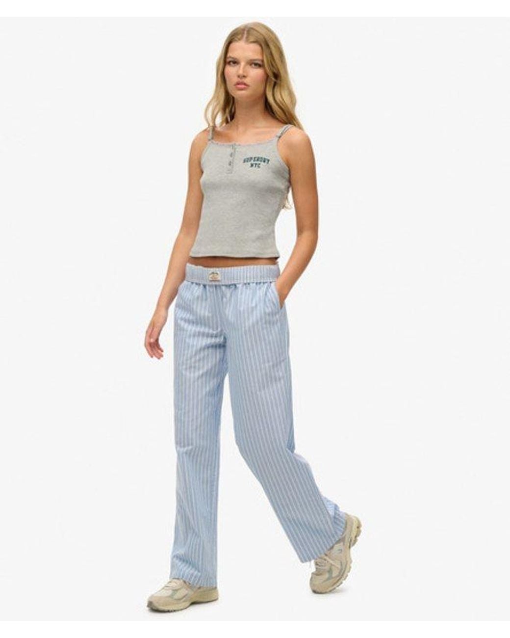 Superdry Blue & Co Organic Cotton Stripe Elasticated Trousers