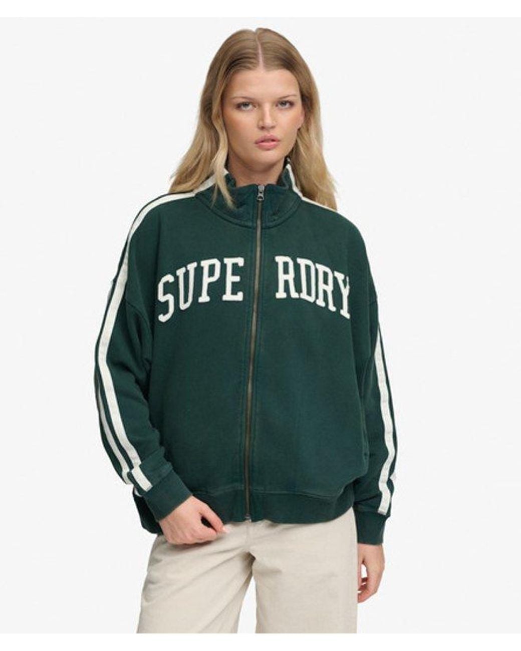 Superdry Green & Co Athletic Essentials Applique Loose Zip Track Top