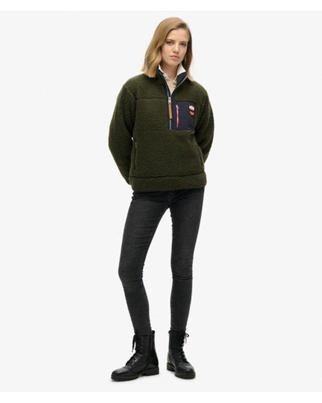 Superdry Green & Co Vintage Retro Half Zip Fleece Jumper