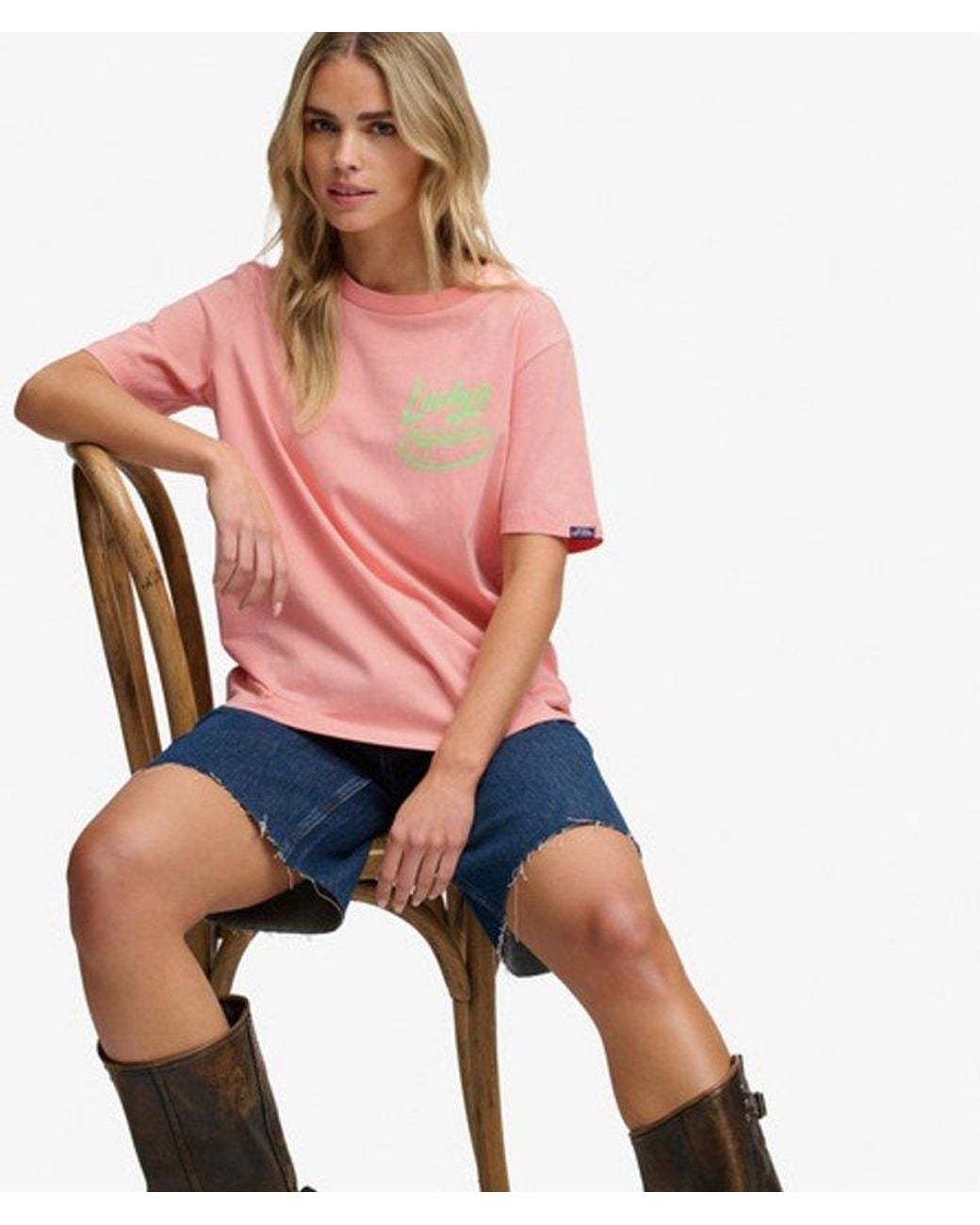 Superdry Pink & Co Roadside Trade Relaxed T-shirt