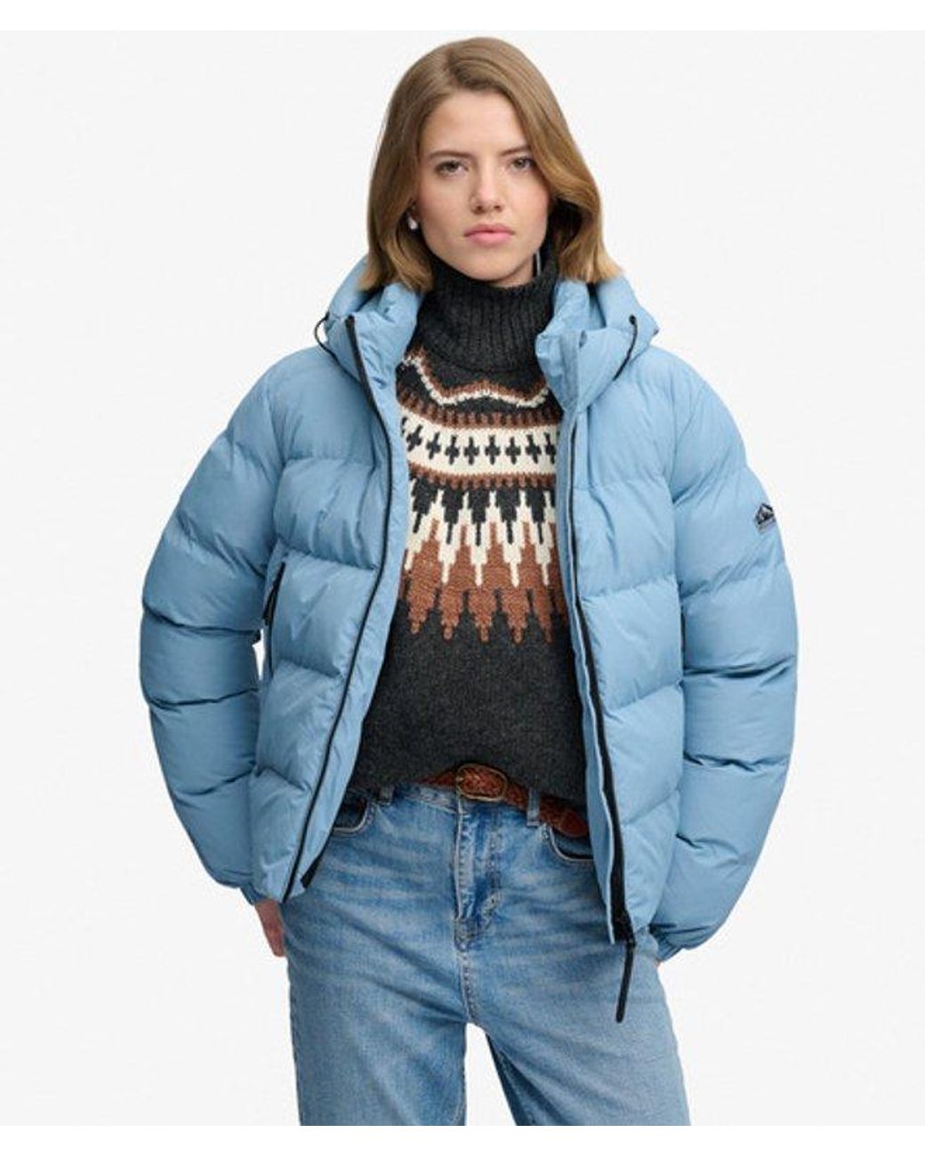Superdry Blue & Co Hooded Sports Puffer Jacket