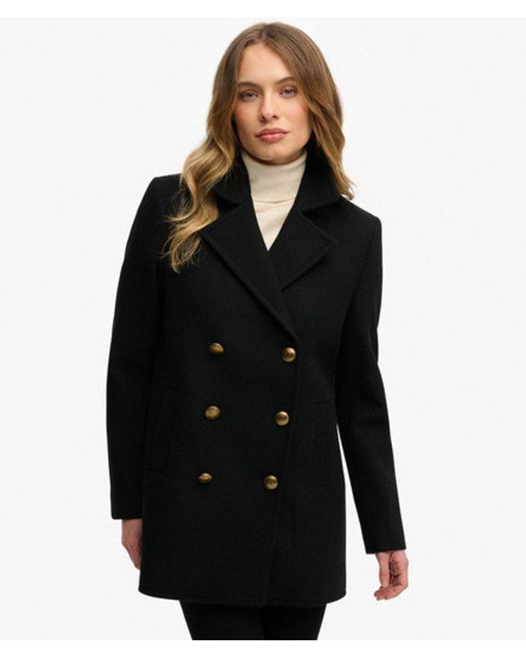 Superdry Black & Co Double Breasted Pea Coat