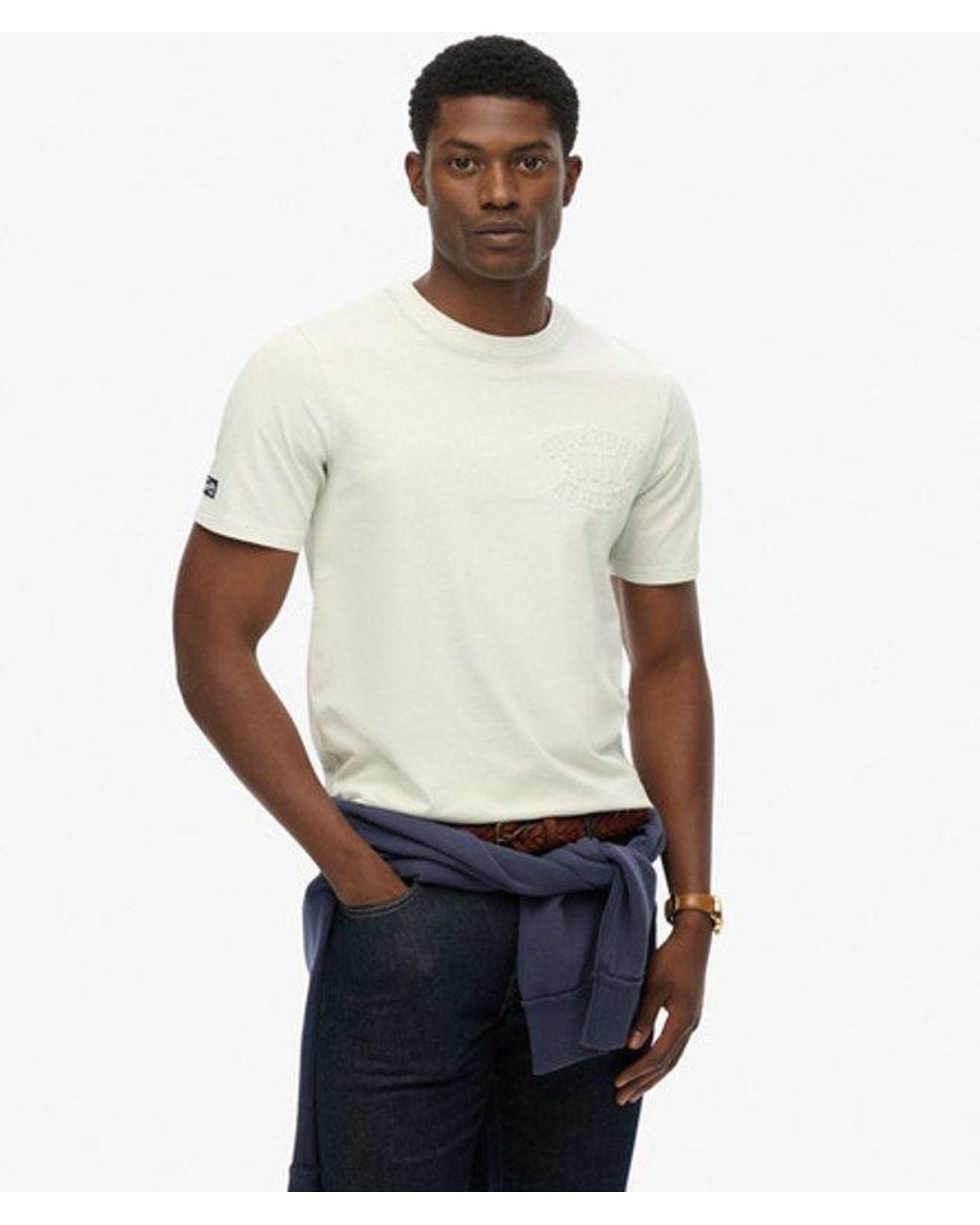 Superdry White Athletic Embossed Relaxed T-Shirt for men