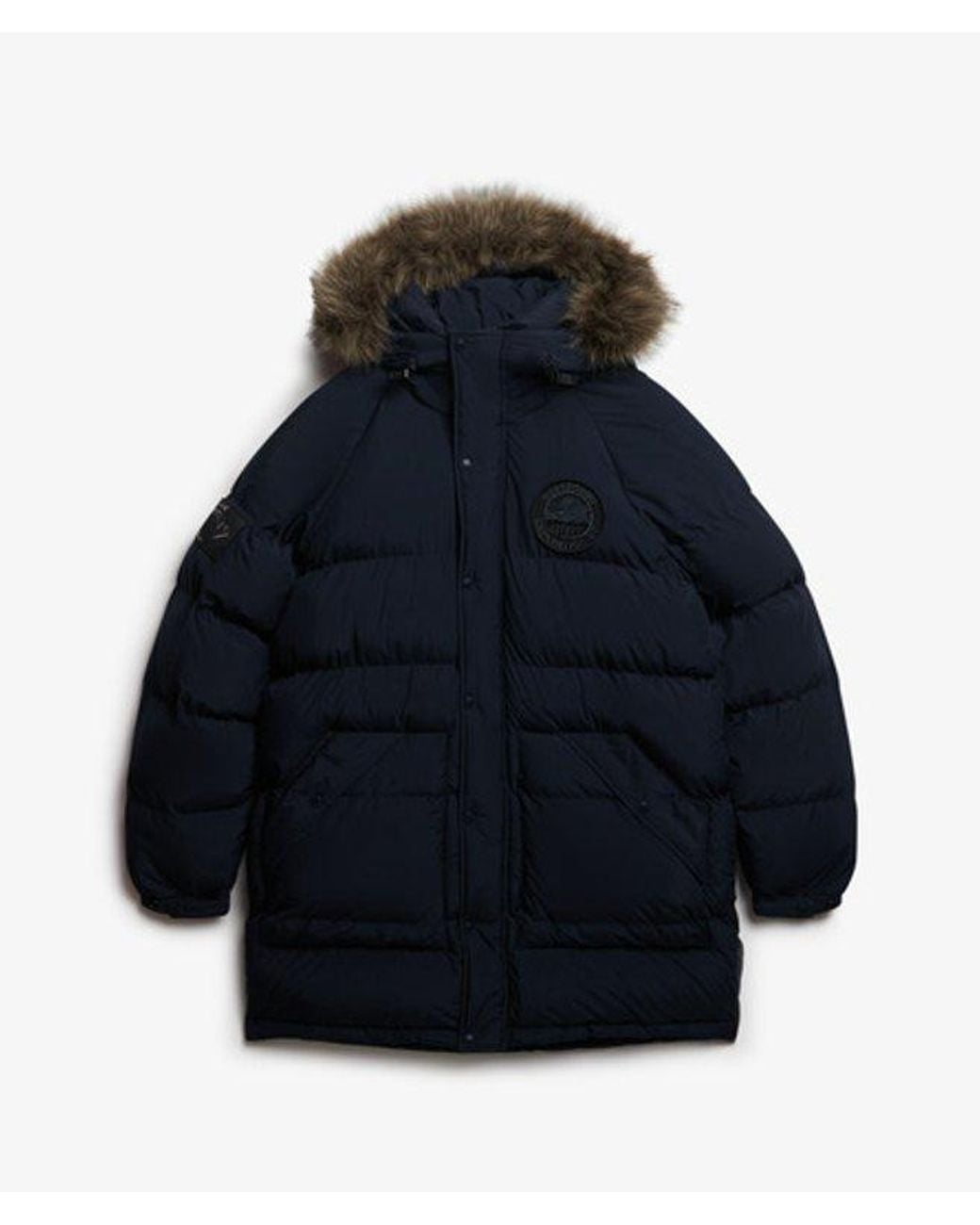 Superdry Blue Everest Long Baffled Parka for men