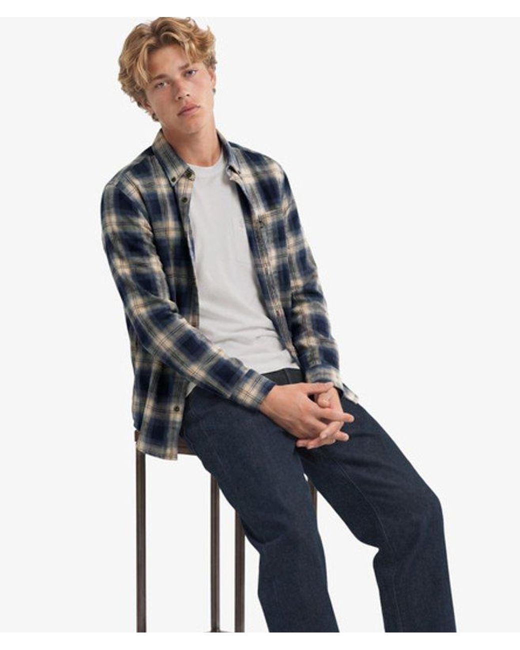 Superdry Blue & Co Long Sleeve Cotton Lumberjack Shirt for men
