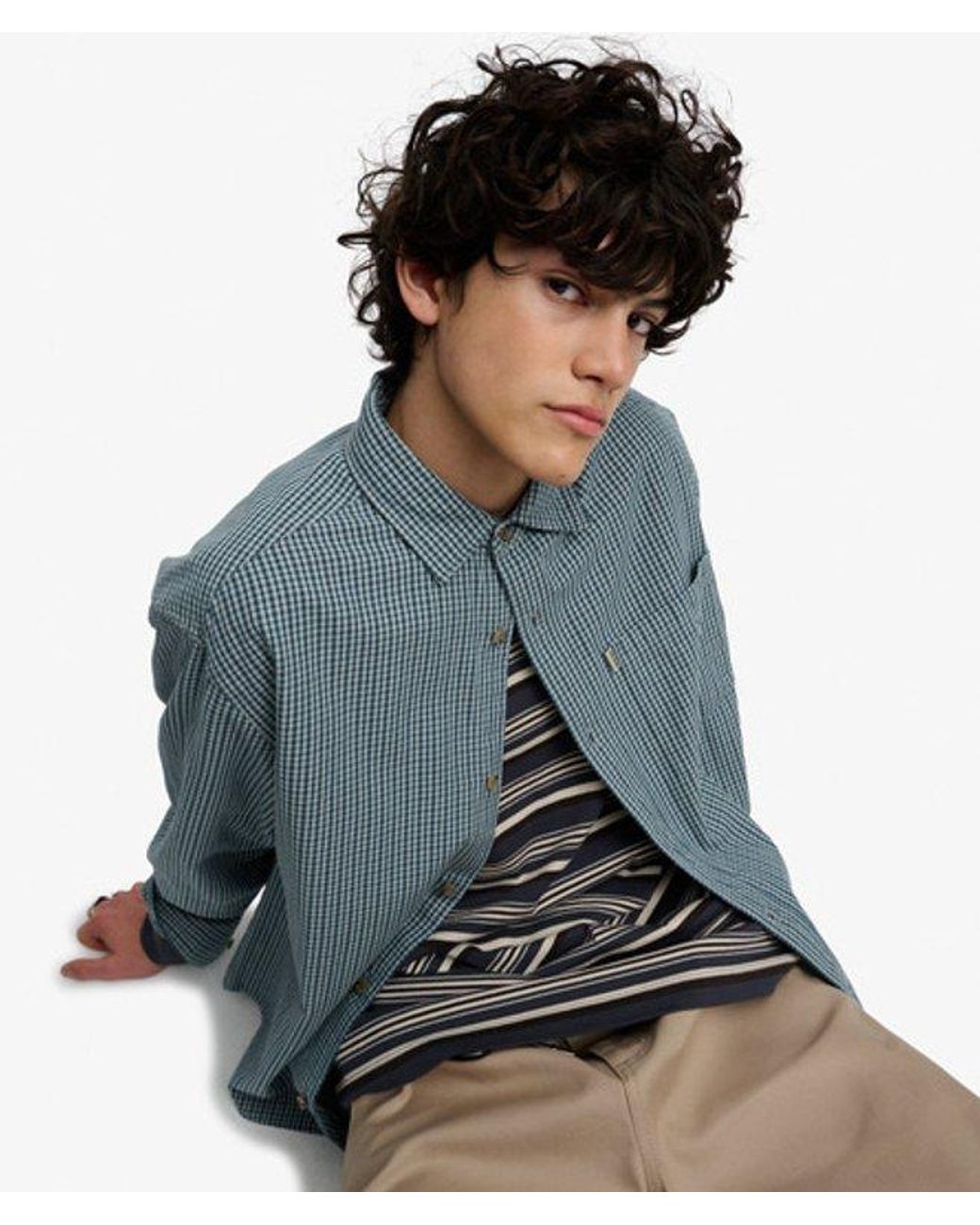 Superdry Blue Bench X & Co Bench Skater Check Long Sleeve Shirt for men