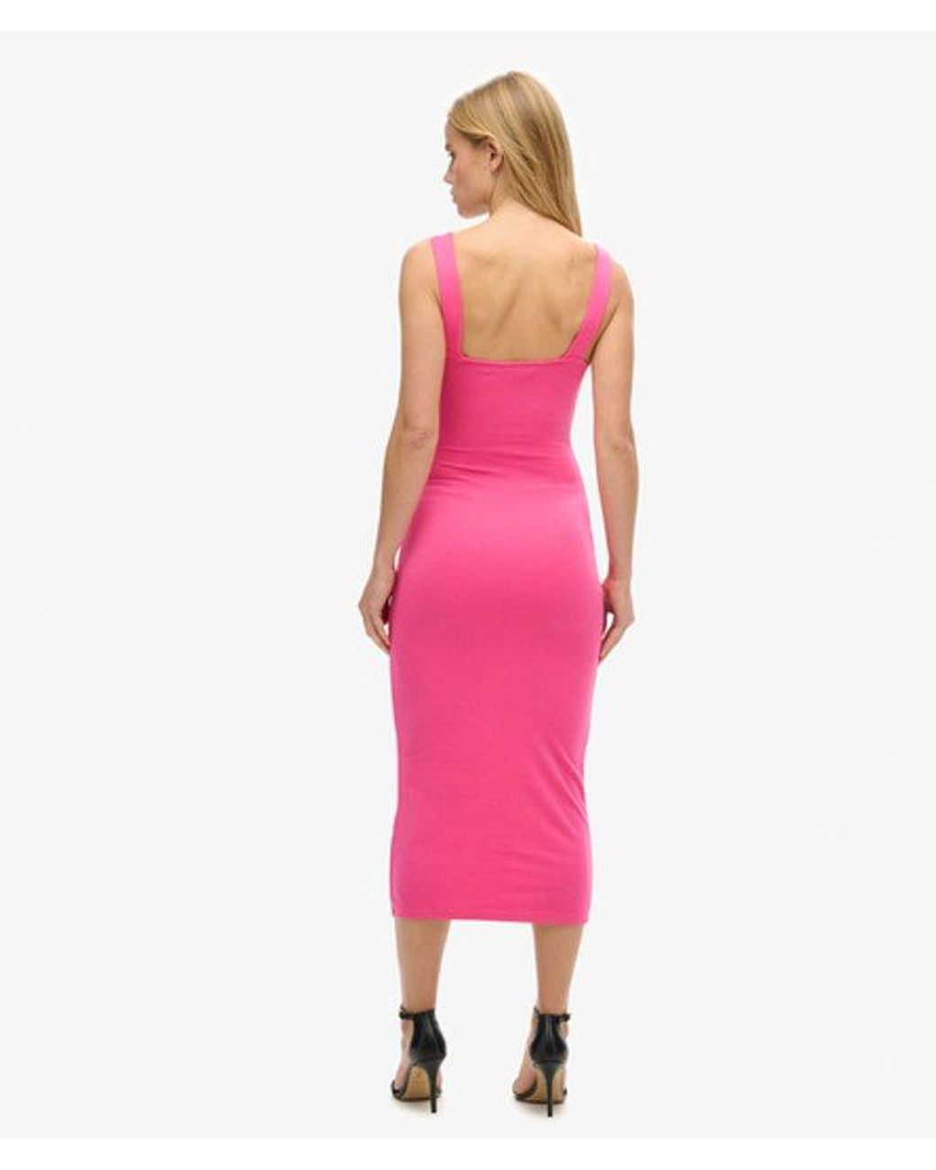 Superdry Pink & Co Square Neck Jersey Midi Dress