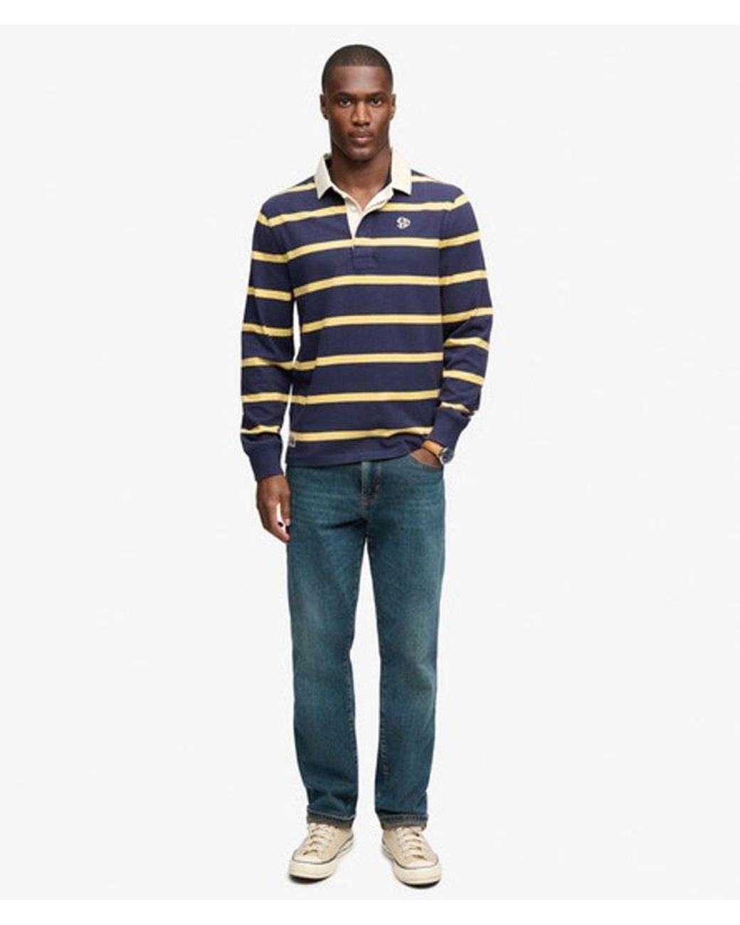 Superdry Blue & Co Athletic Stripe Rugby Top for men
