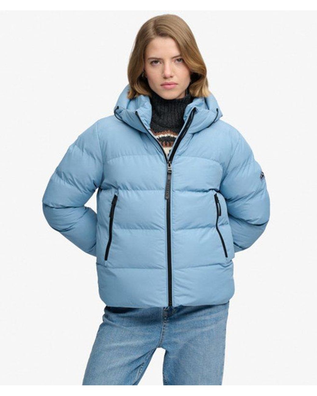 Superdry Blue & Co Hooded Sports Puffer Jacket