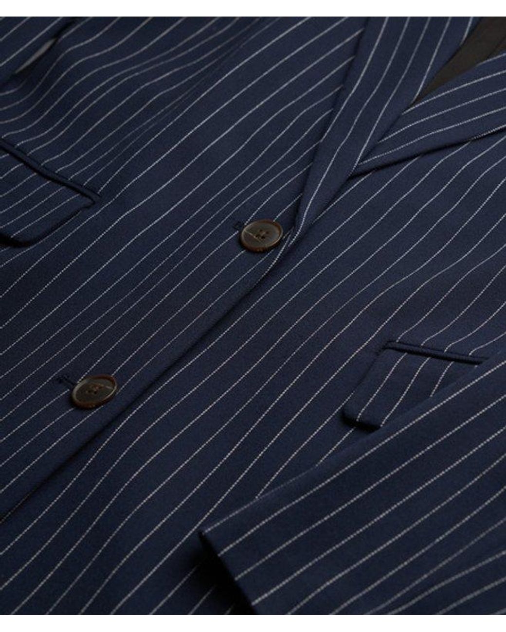 Superdry Blue & Co Pinstripe Boyfriend Blazer