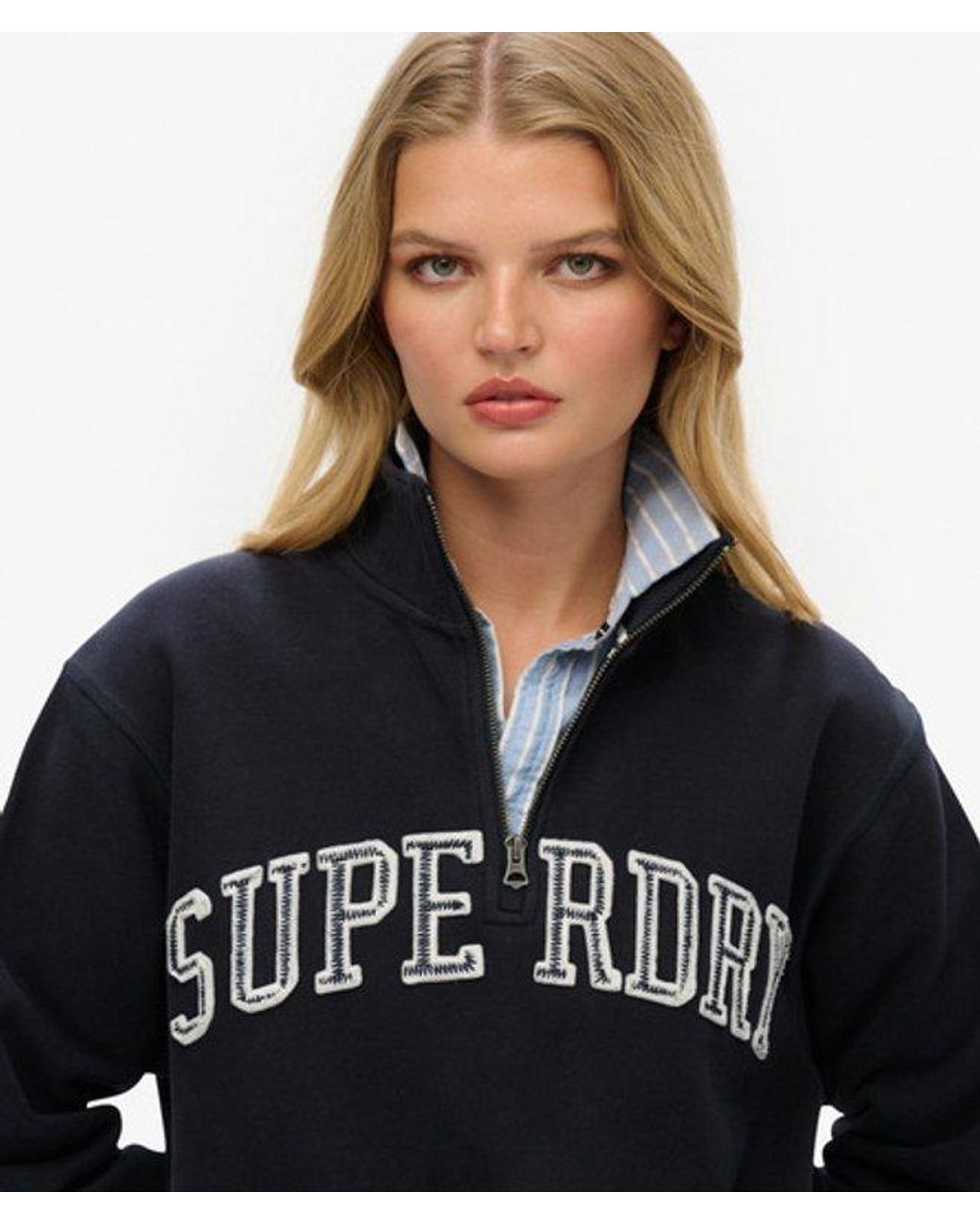 Superdry Black & Co Athletic Essentials Applique Half Zip Sweatshirt