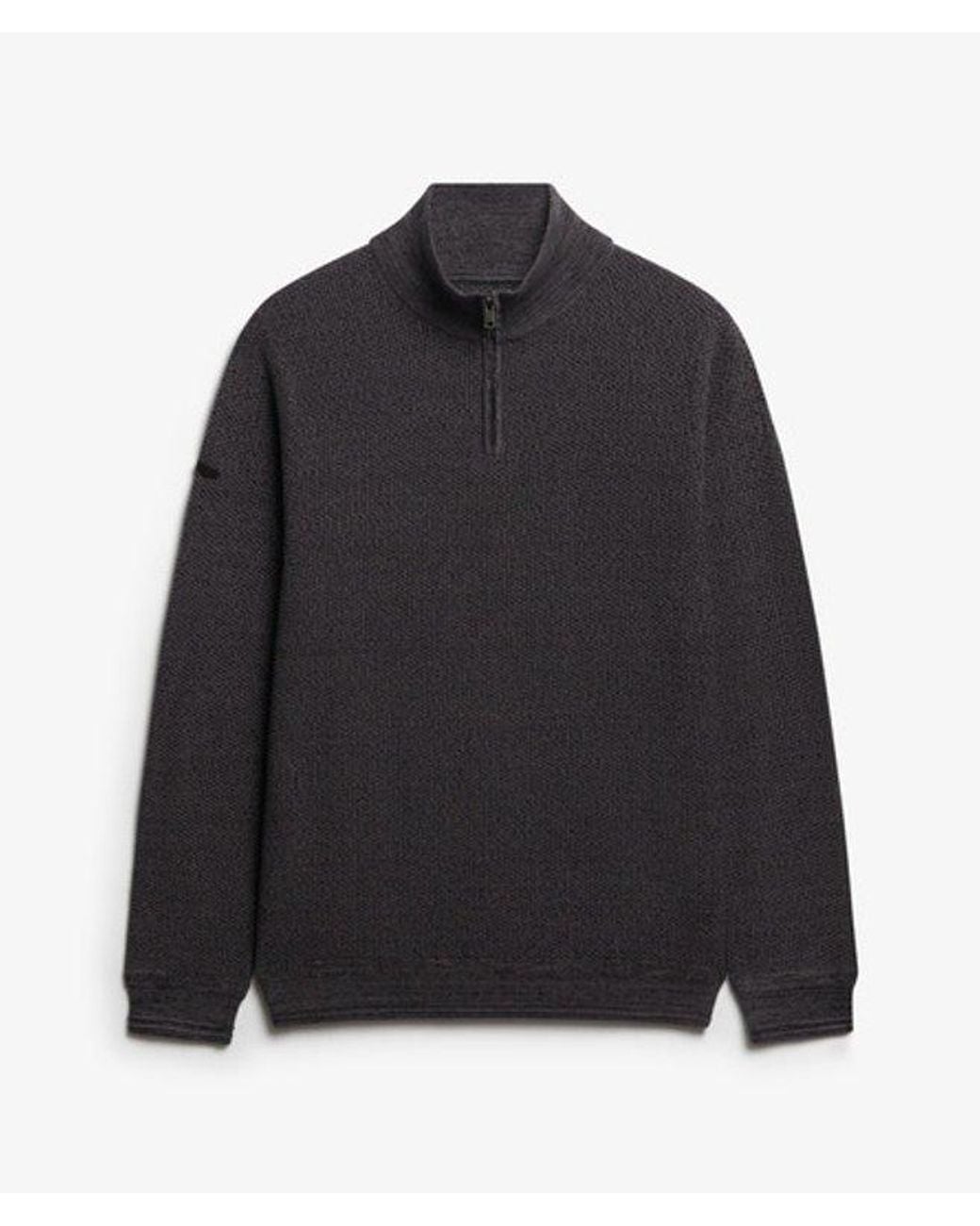 Superdry Gray Cotton Texture Half-Zip Jumper for men