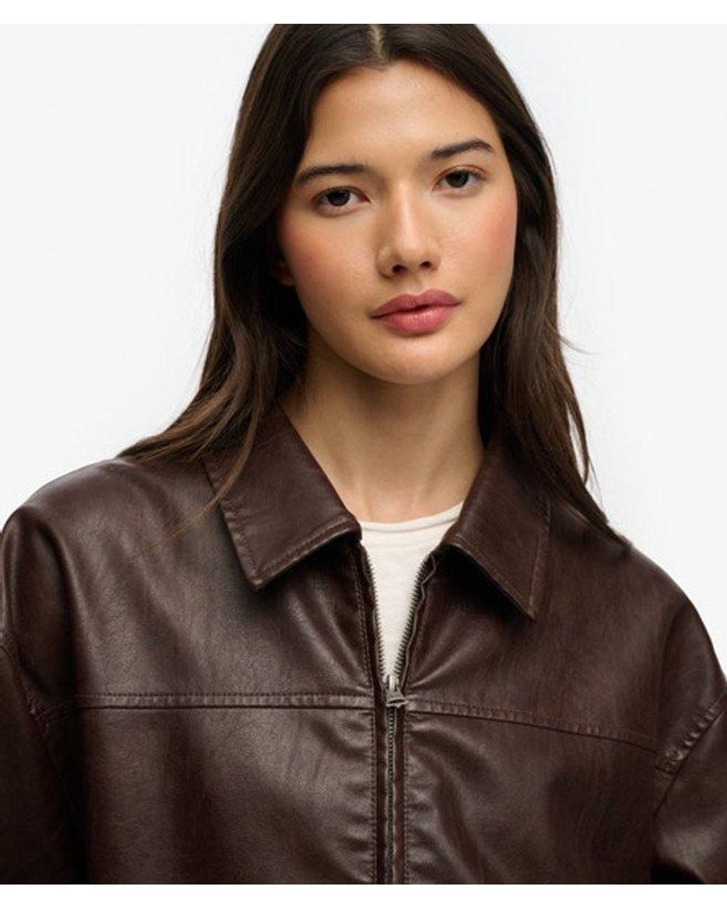 Superdry Brown & Co Collared Oversized Bomber Jacket