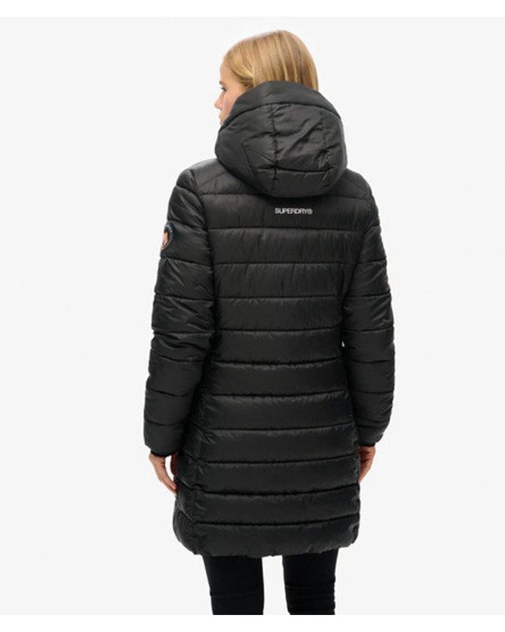Superdry Black & Co Ladies Hooded Fuji Mid Padded Jacket