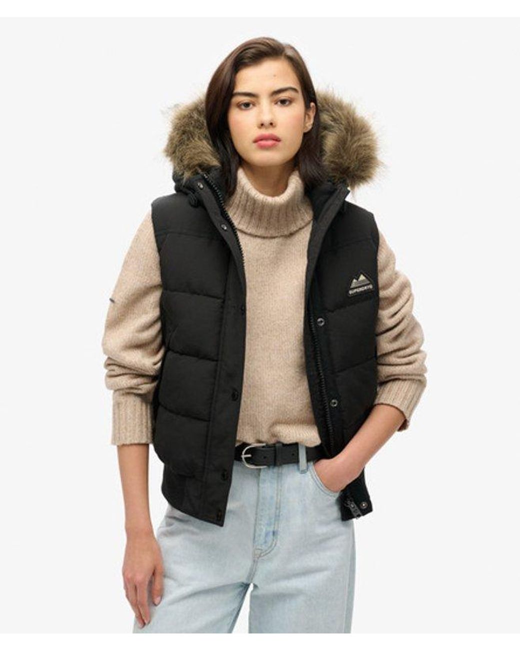 Superdry Black & Co Everest Faux Fur Gilet