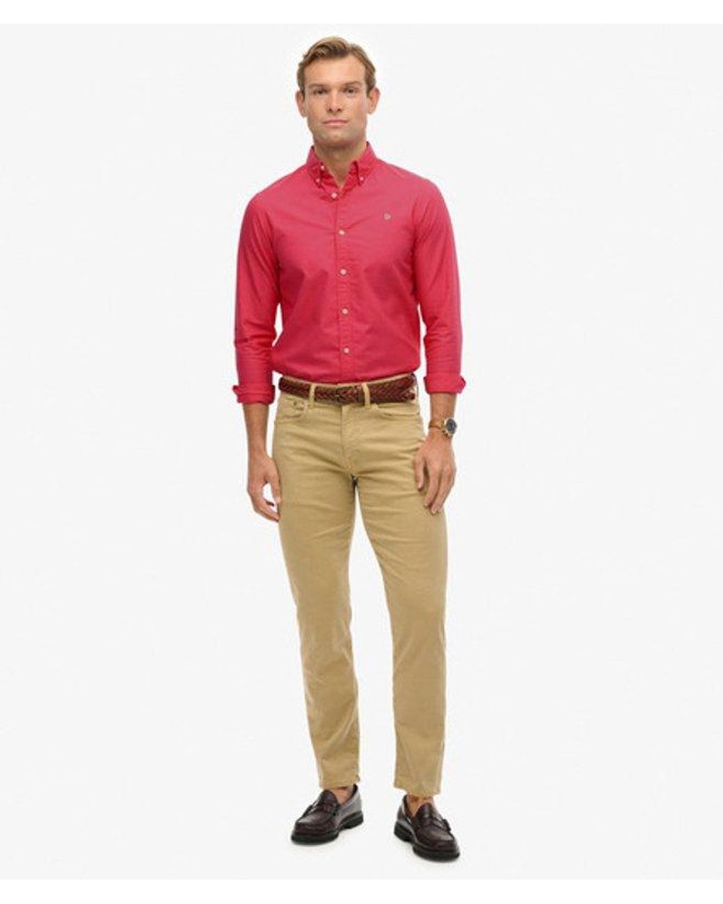Superdry Red & Co Classic Oxford Long Sleeve Shirt for men