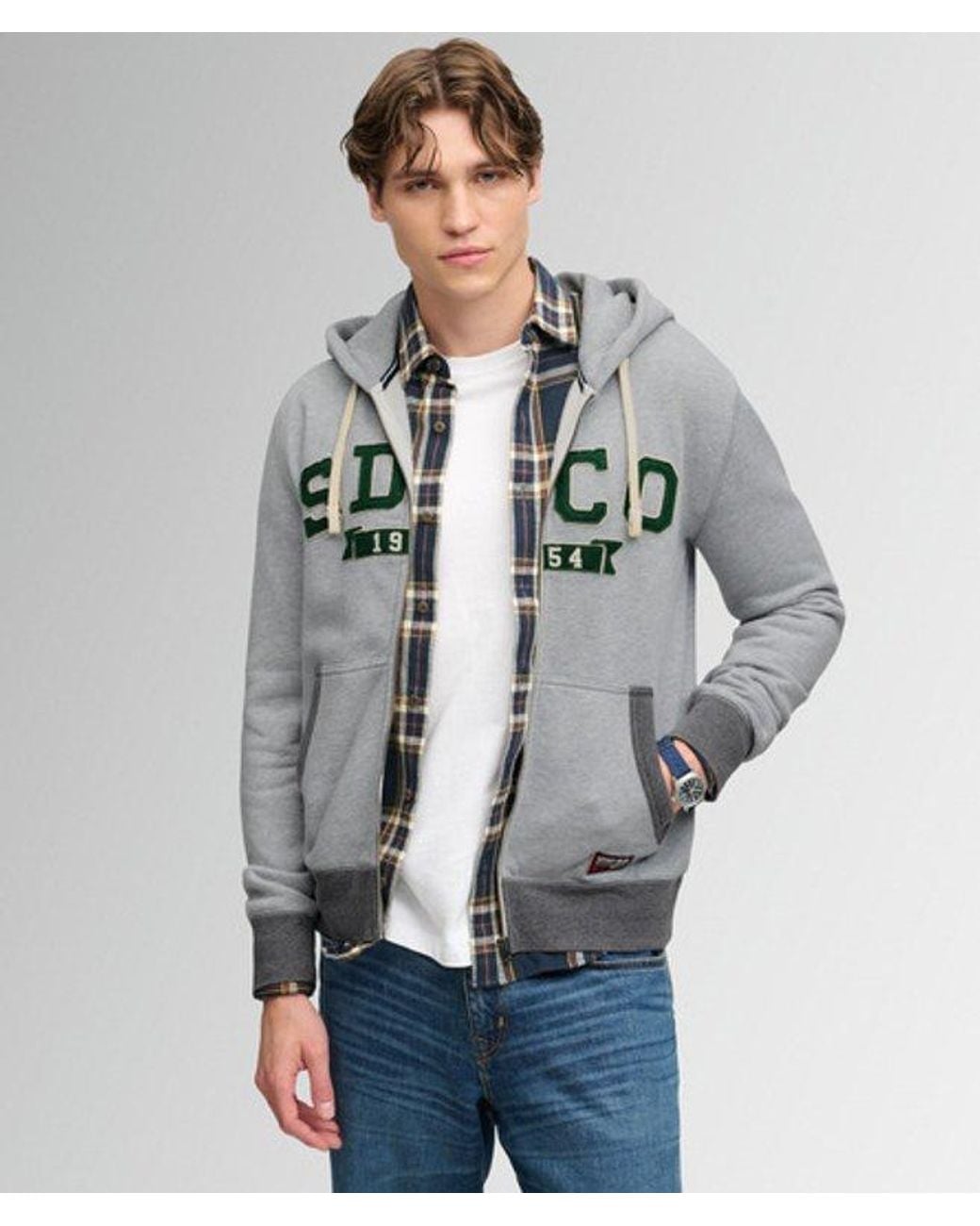 Superdry Gray & Co . Zip Through Hoodie for men