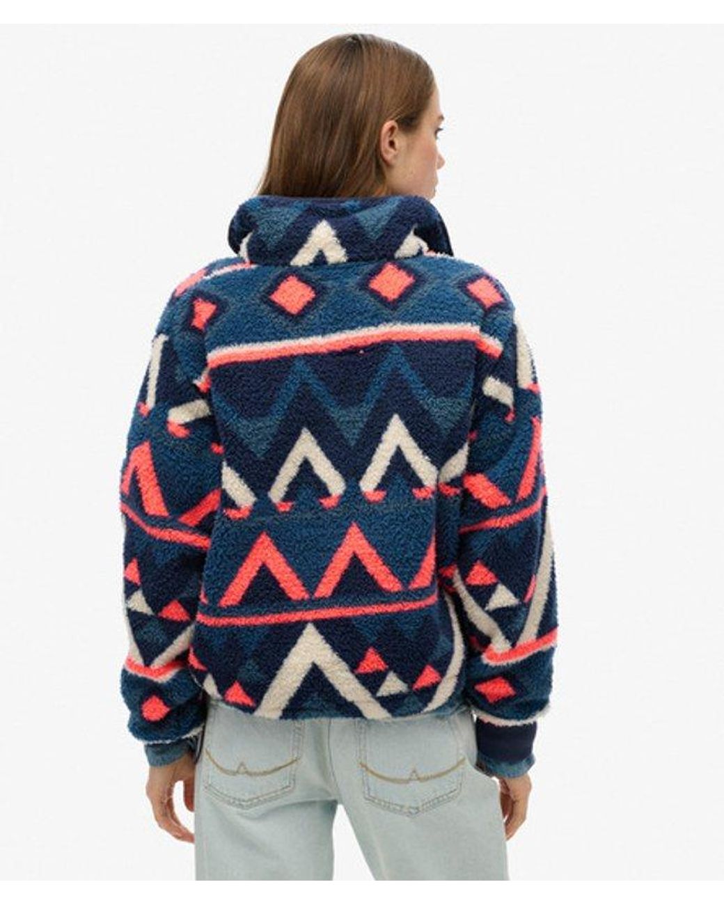 Superdry Blue Super Soft Printed Teddy Fleece