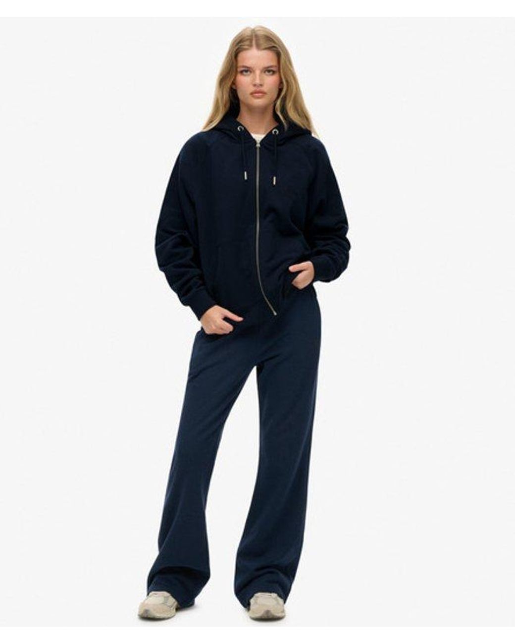 Superdry Blue Essential Logo Raglan Zip Hoodie