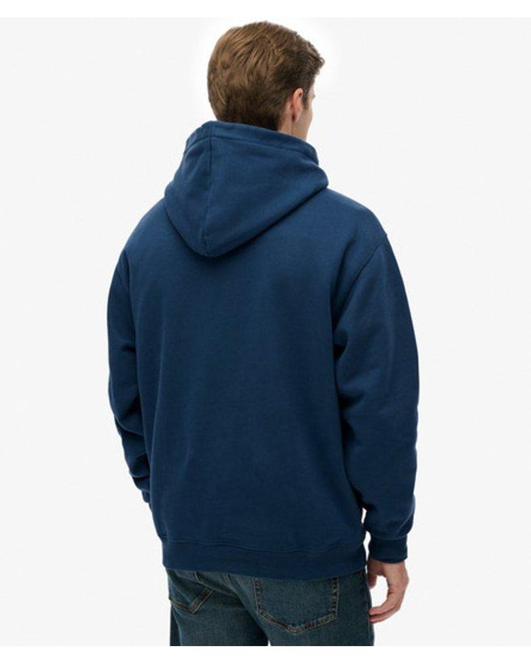 Pull à Capuche Superdry Homme Bleu Taille L – Coton/polyester, Motif Graphique, Vintage