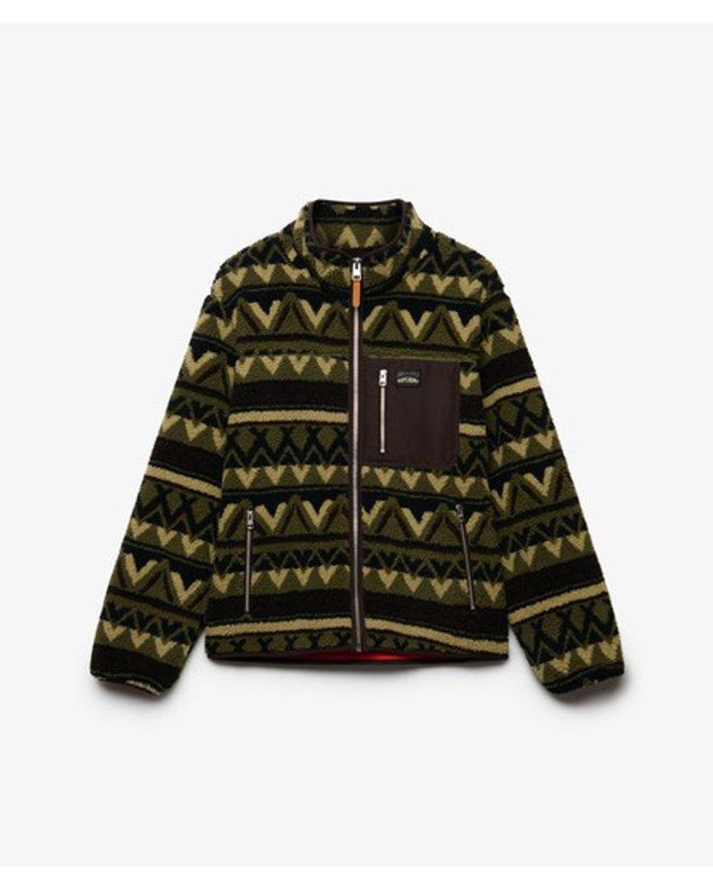 Superdry Green & Co Abstract Fleece Zip Through Jacket for men
