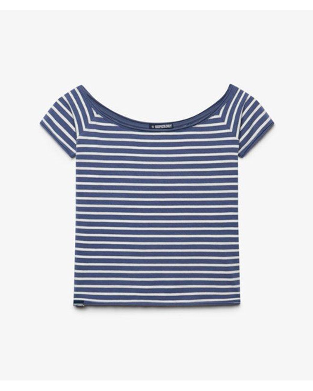 Superdry Blue Bardot Short Sleeve Off Shoulder Top