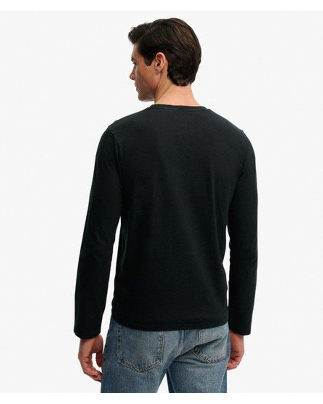 Superdry Black & Co Classic Cotton Linen Long Sleeve Top for men