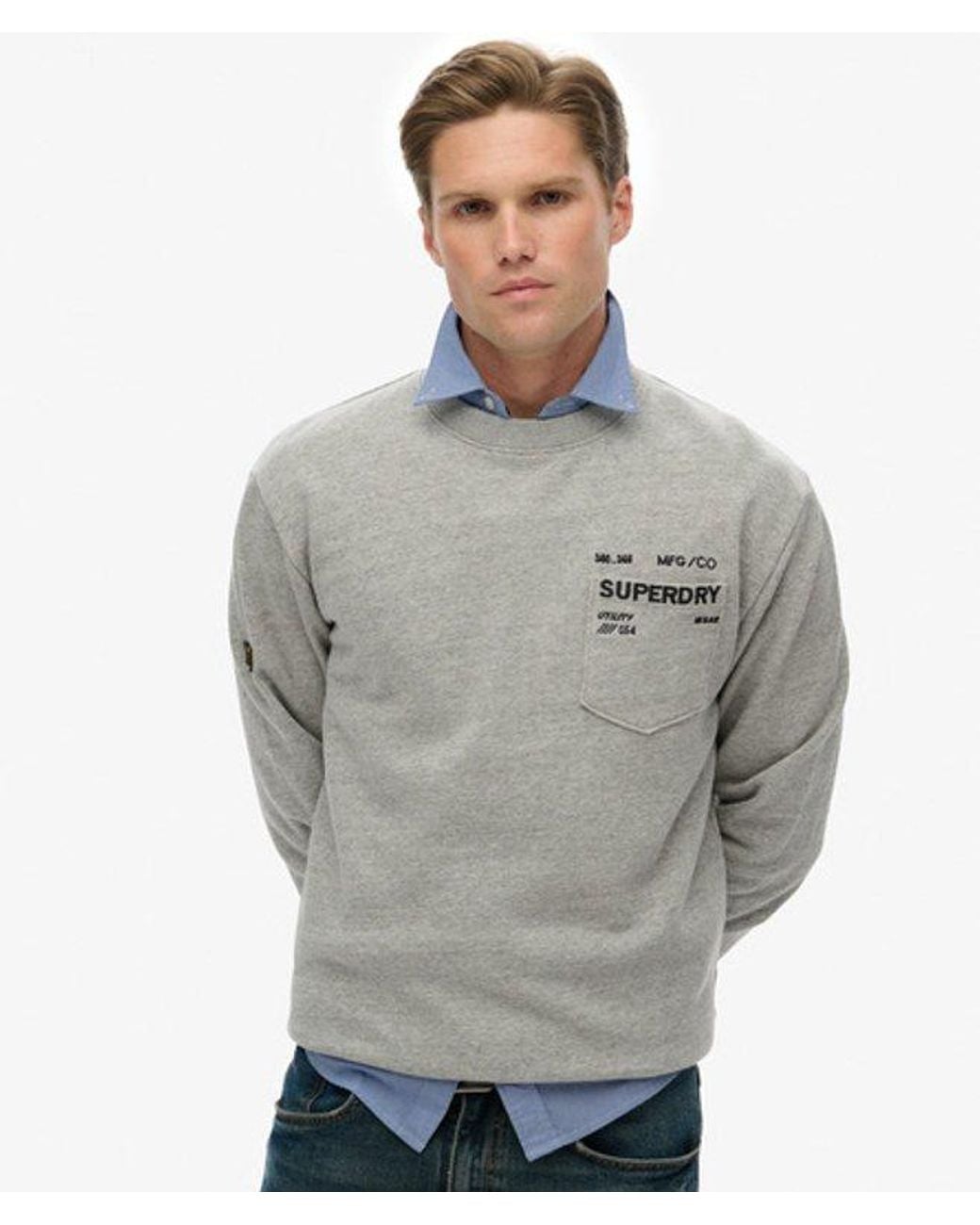 Superdry Gray Utility Loose Sweatshirt for men
