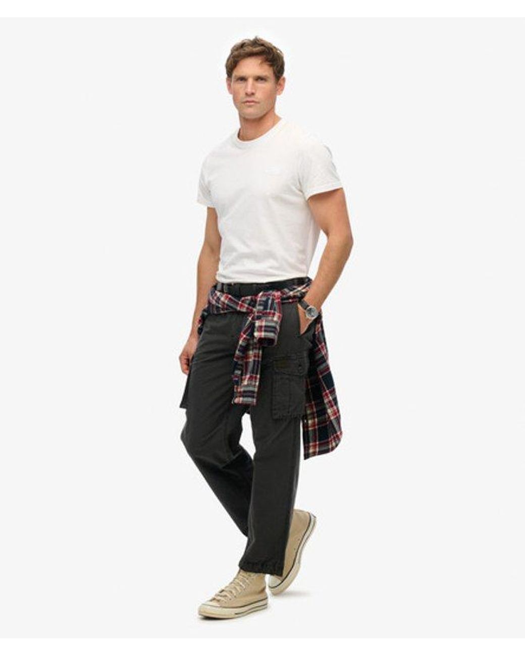 Superdry White Parachute Light Cargo Pants Size: 30/32 for men