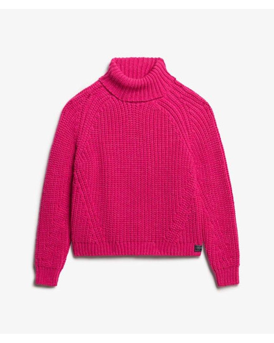 Superdry Pink Slouchy Stitch Roll Neck Knit - Size: 16