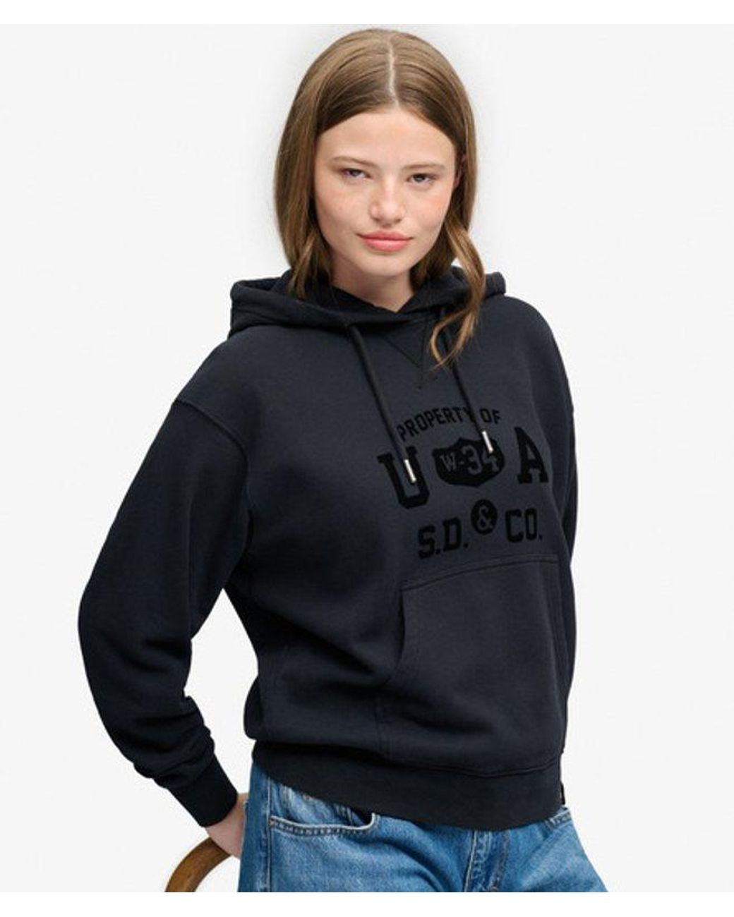 Superdry Blue & Co Athletic Flock Hoodie