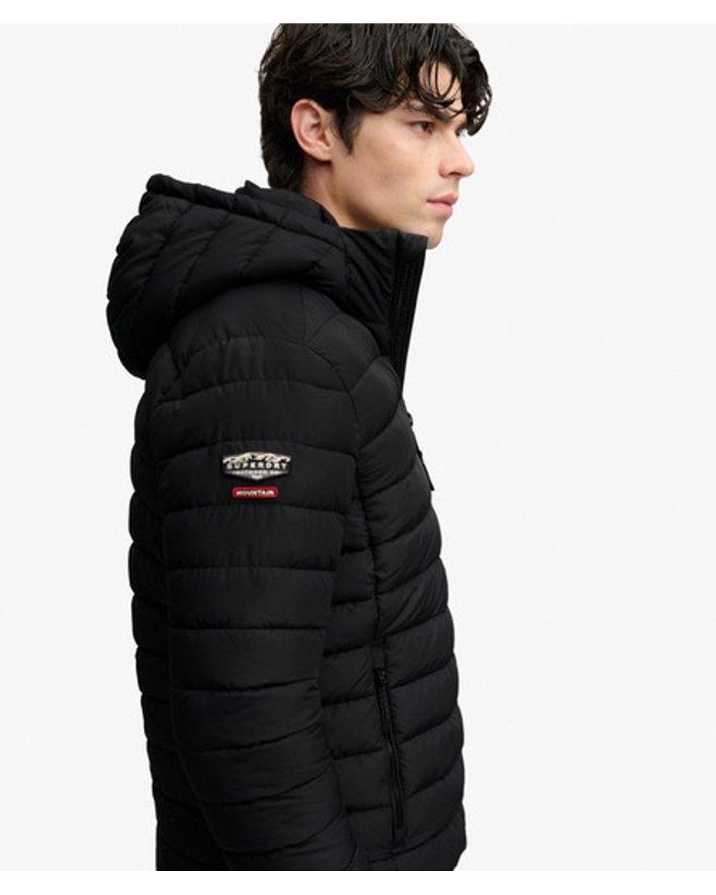 Superdry Black & Co Hooded Fuji Midweight Padded Jacket for men