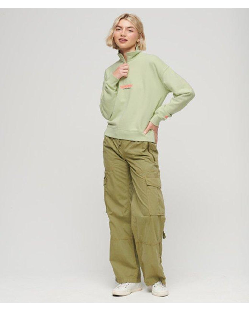 Superdry Green & Co Sportswear Logo Boxy Half Zip Sweatshirt