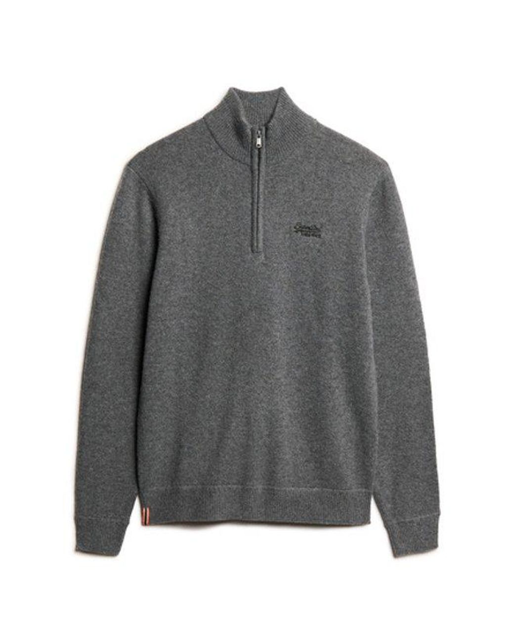 Superdry Gray & Co Classic Knitted Essential Embroidered Half Zip Jumper for men