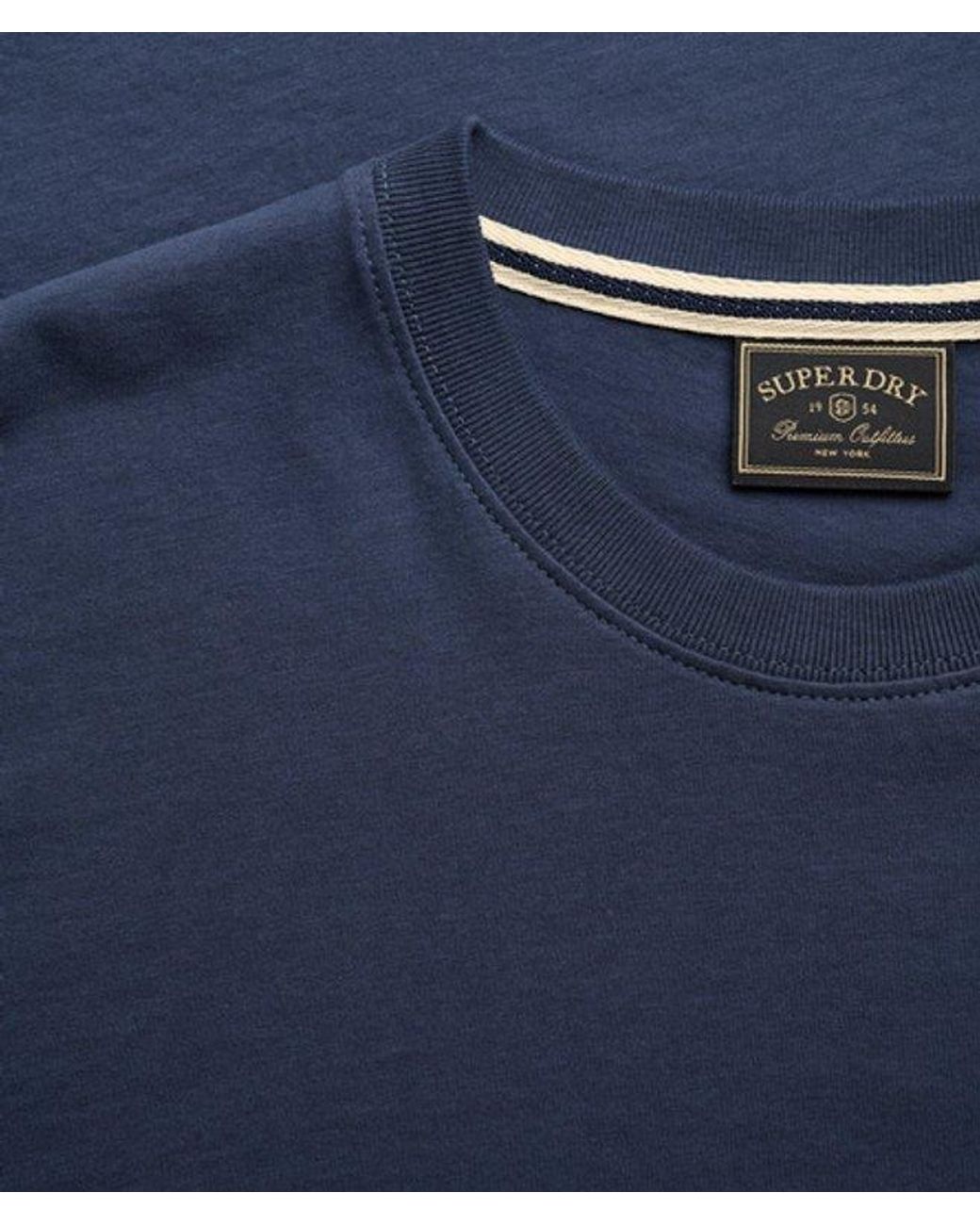 Superdry Blue & Co Essential Serif Logo Embroidered T-shirt for men