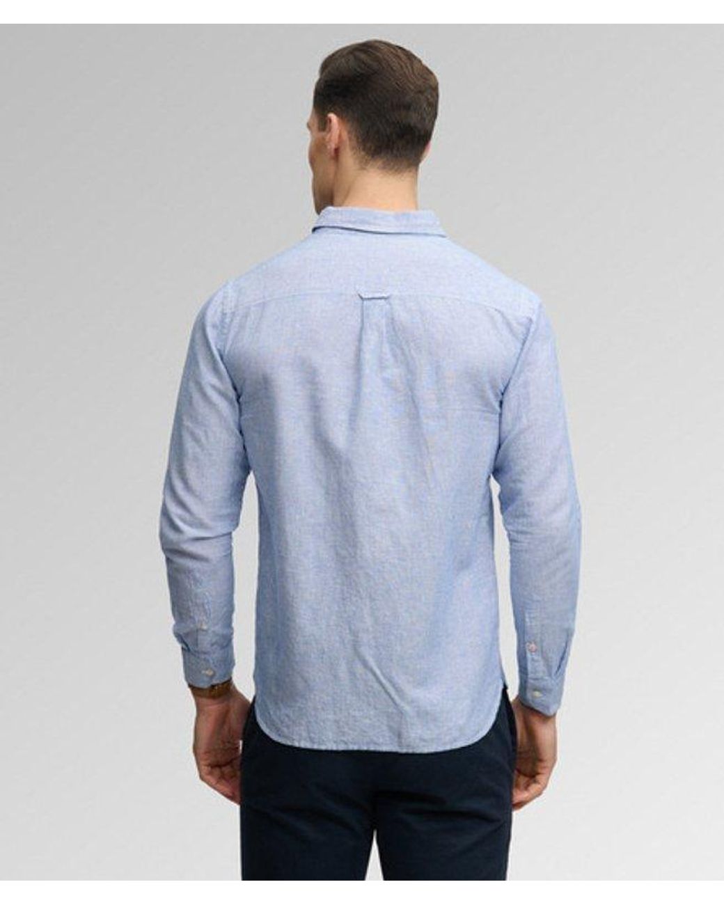 Superdry Blue & Co Cotton Linen Long Sleeve Shirt for men