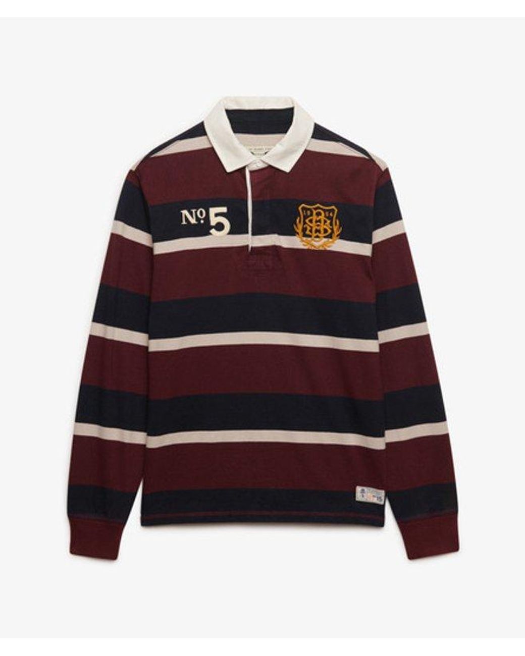 Superdry Red & Co Double Emblem Stripe Rugby Top for men