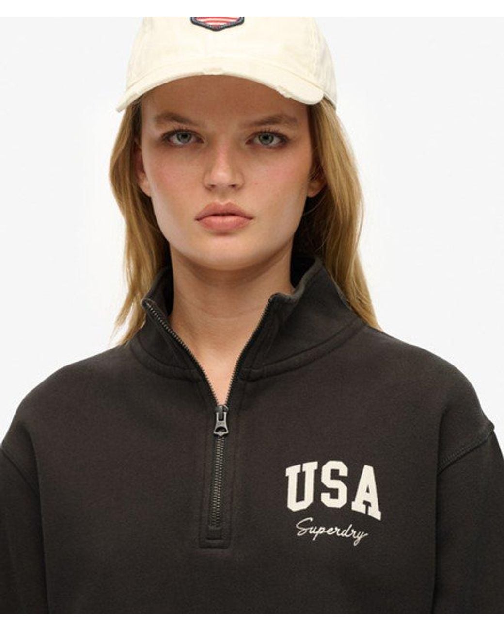 Superdry & Co Athletic Essentials Trui Met Halve Rits in het Black