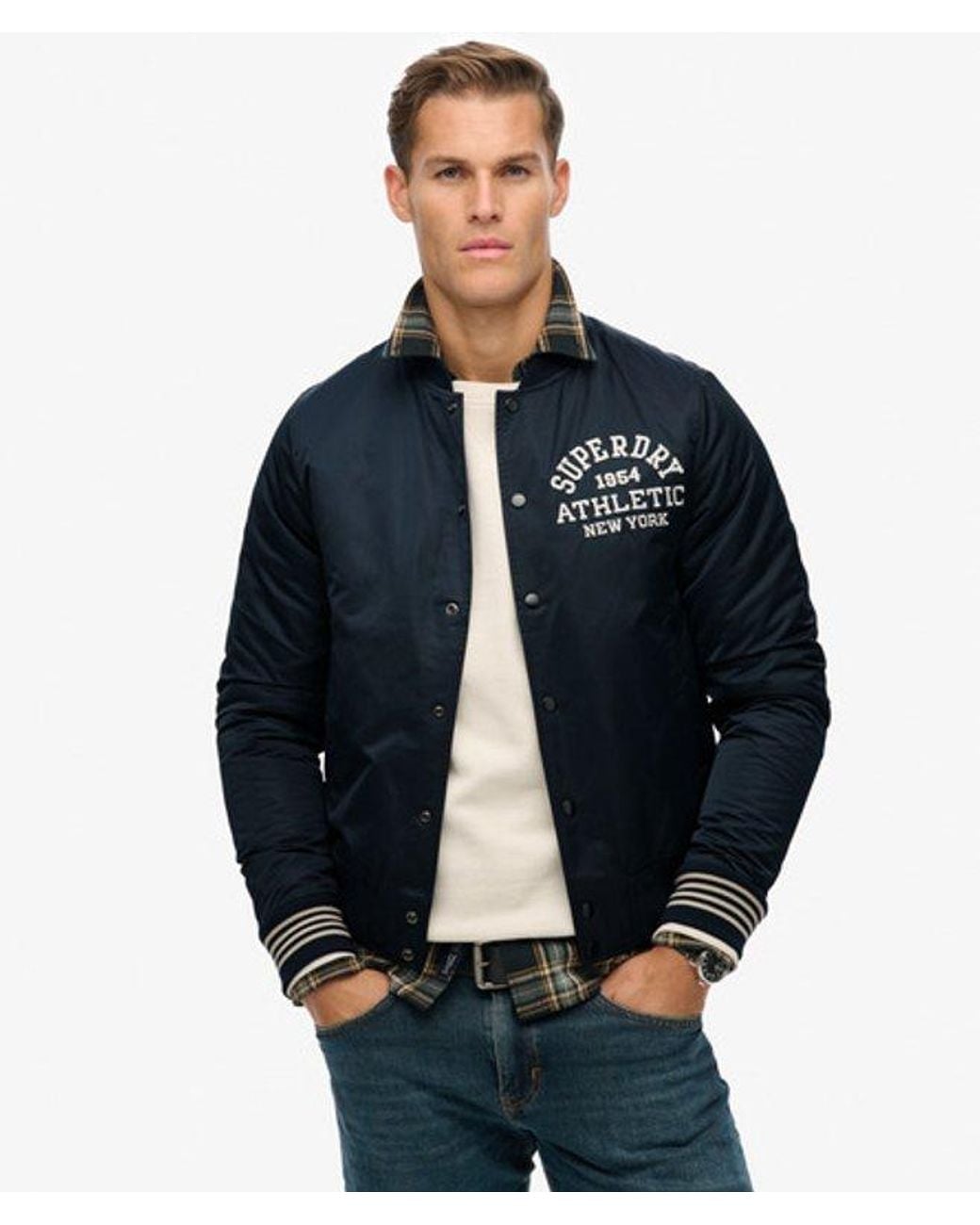 Superdry Blue & Co Athletic Varsity Bomber Jacket for men