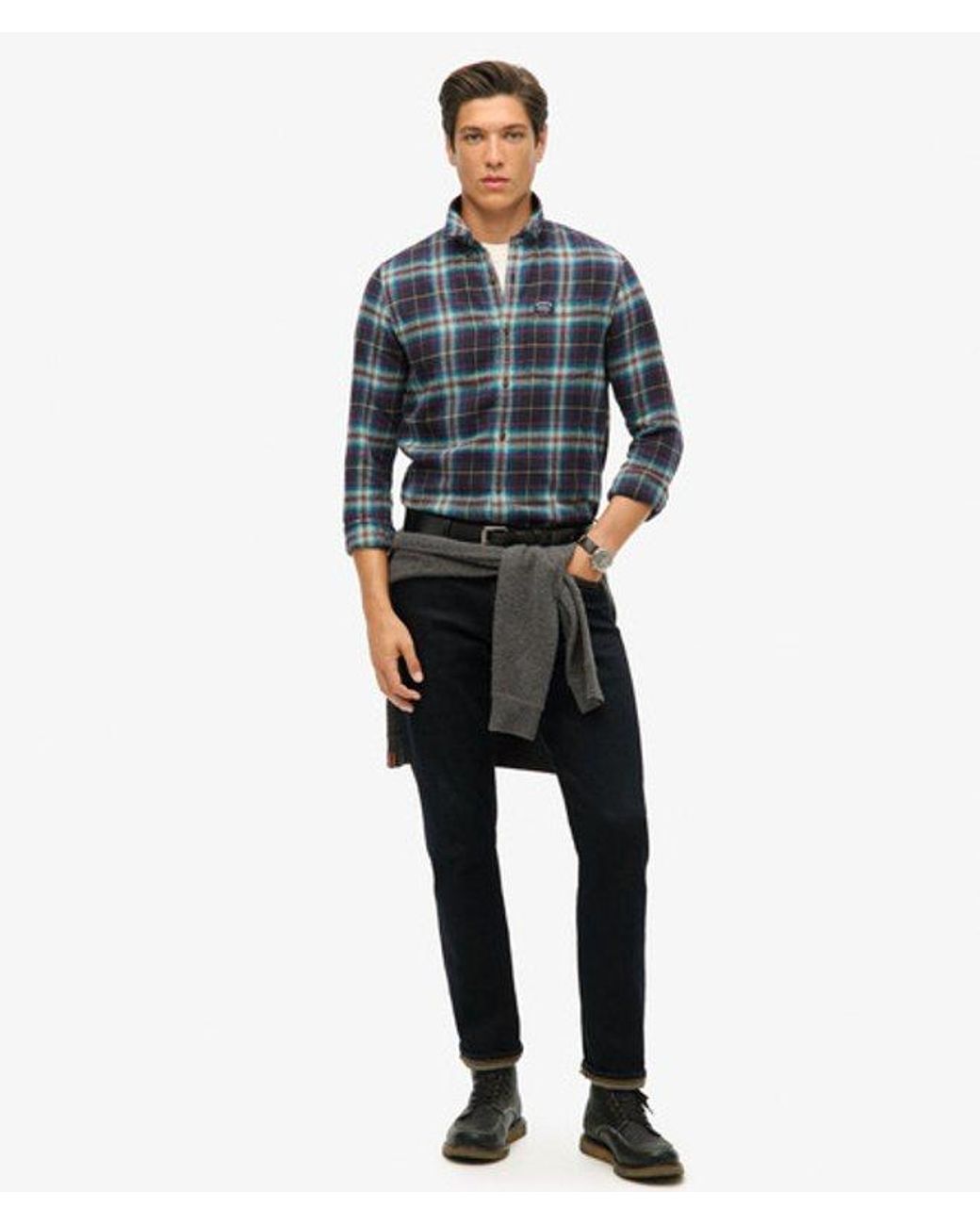 Superdry Blue & Co Long Sleeve Cotton Lumberjack Shirt for men