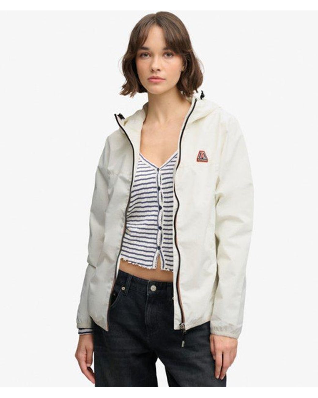 Superdry White Essential Tri Windbreaker Jacket