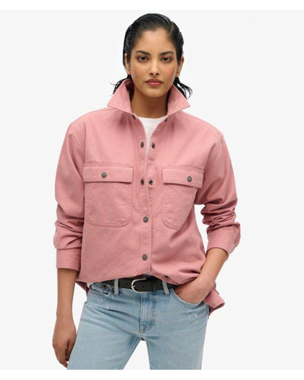 Superdry Pink Cotton Workwear Overshirt