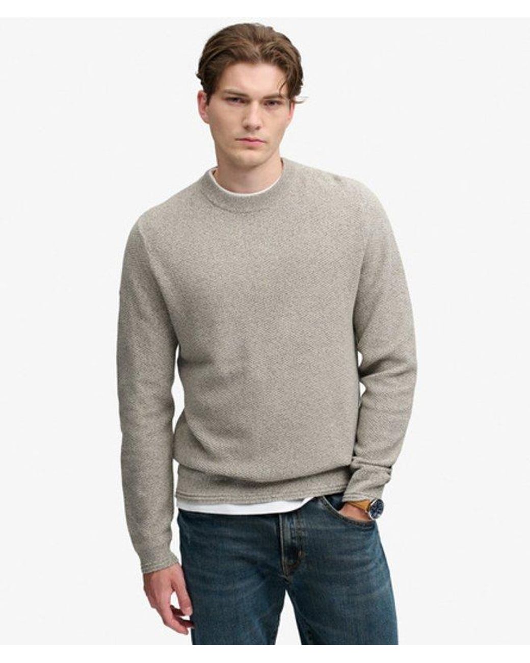 Superdry Gray Texture Knit Jumper for men