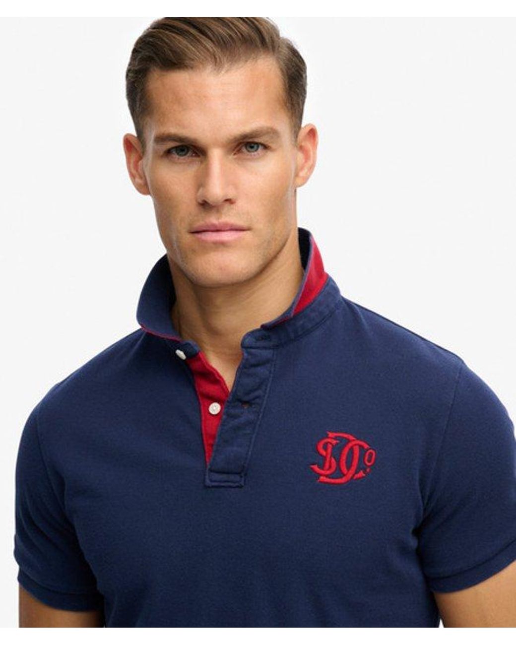 Superdry Blue & Co Pique Monogram Polo Shirt for men