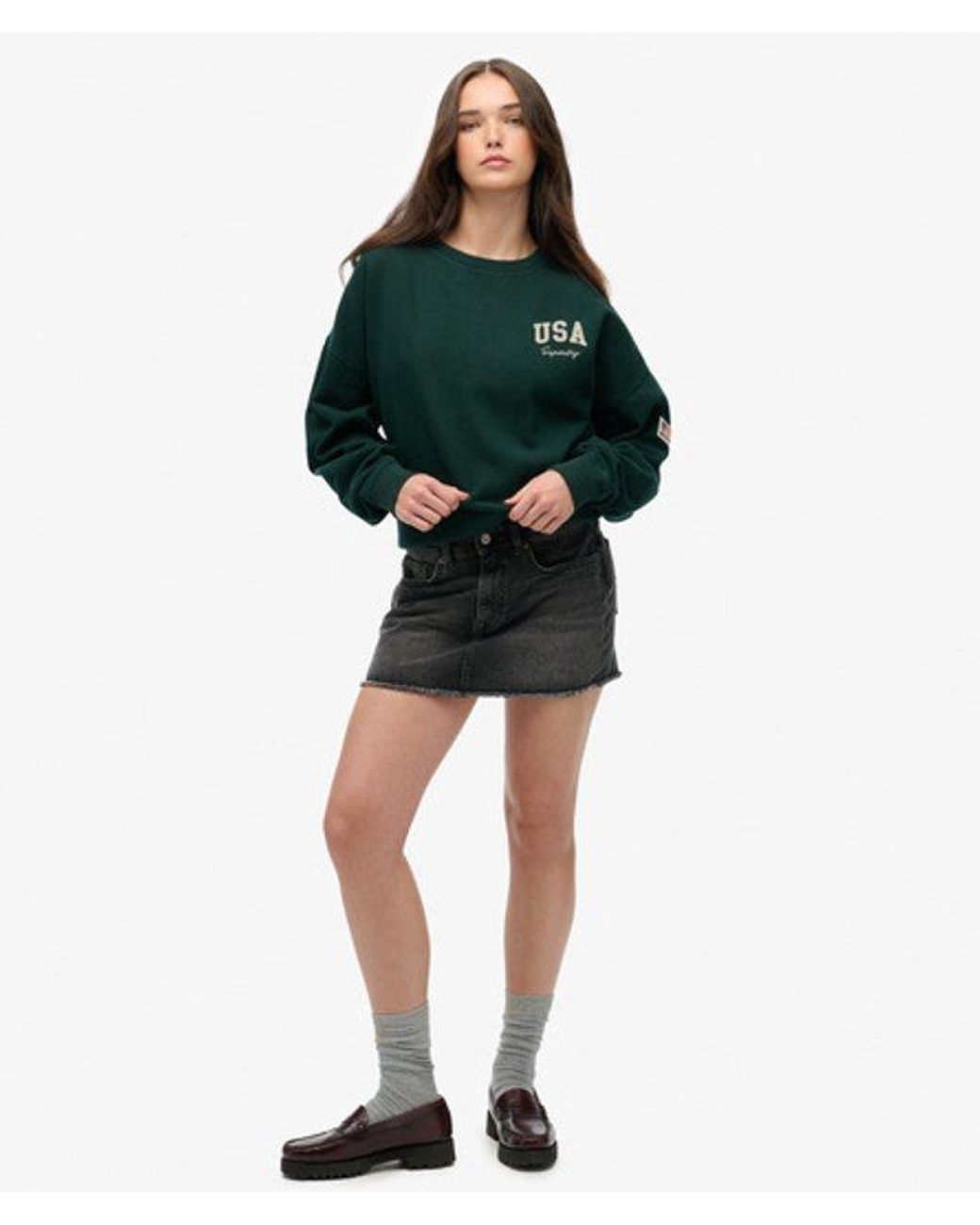 Superdry Green & Co Athletic Essentials Relaxed Crew Sweatshirt